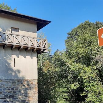 Der rekonstruierte Wachturm in Neuss; Foto: Peter Ströher (Archiv im Rhein-Kreis Neuss).