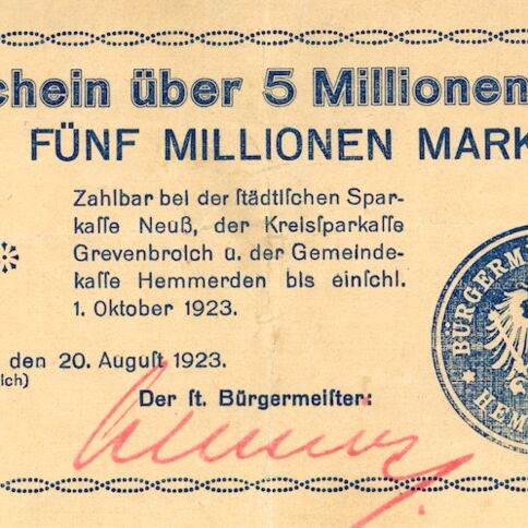 Die Inflation von 1923 hat bis heute im kollektiven Gedächtnis der Deutschen Spuren hinterlassen.  Archiv im Rhein-Kreis Neuss.
